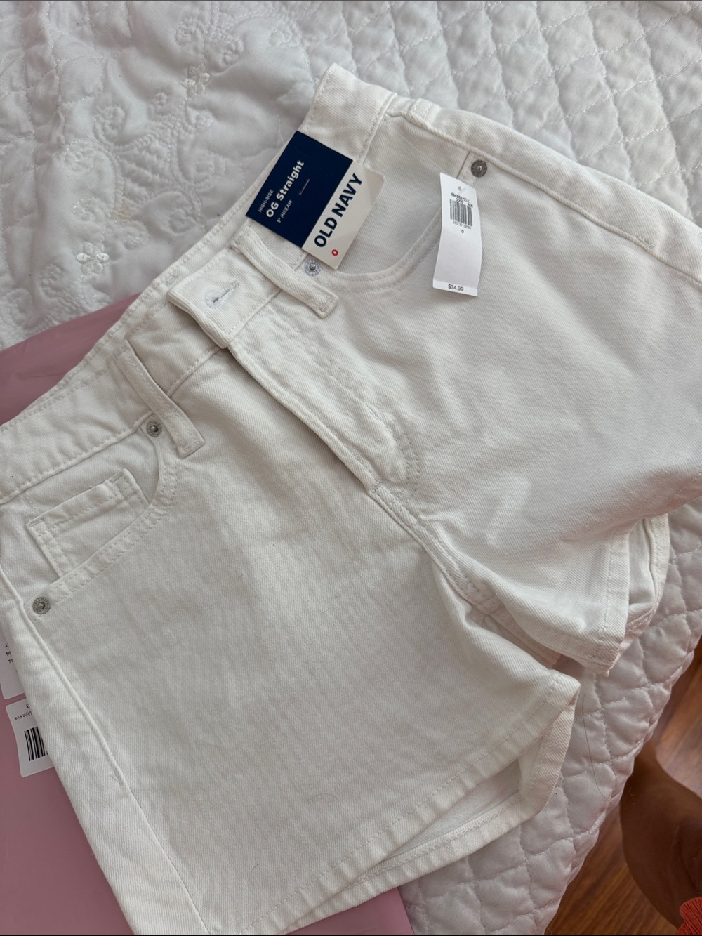 Old Navy Cream High-Rise Denim Shorts